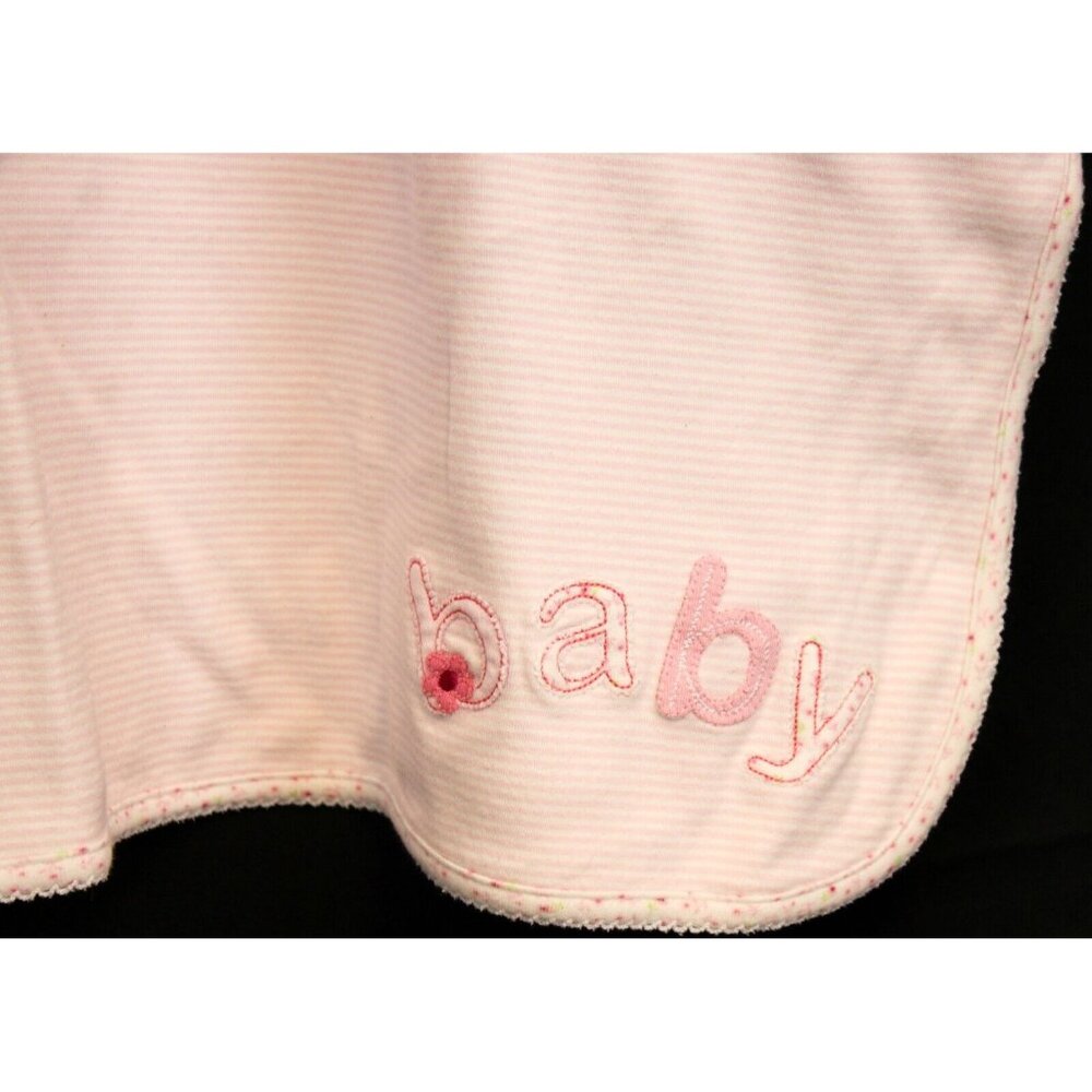 Carters Baby Girl Blanket Pink Stripes Calico Flowers 30" Stroller Car Seat Swad